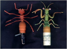 I gave these bugs to the boys in new media. Waigo stuck globes into their bases.